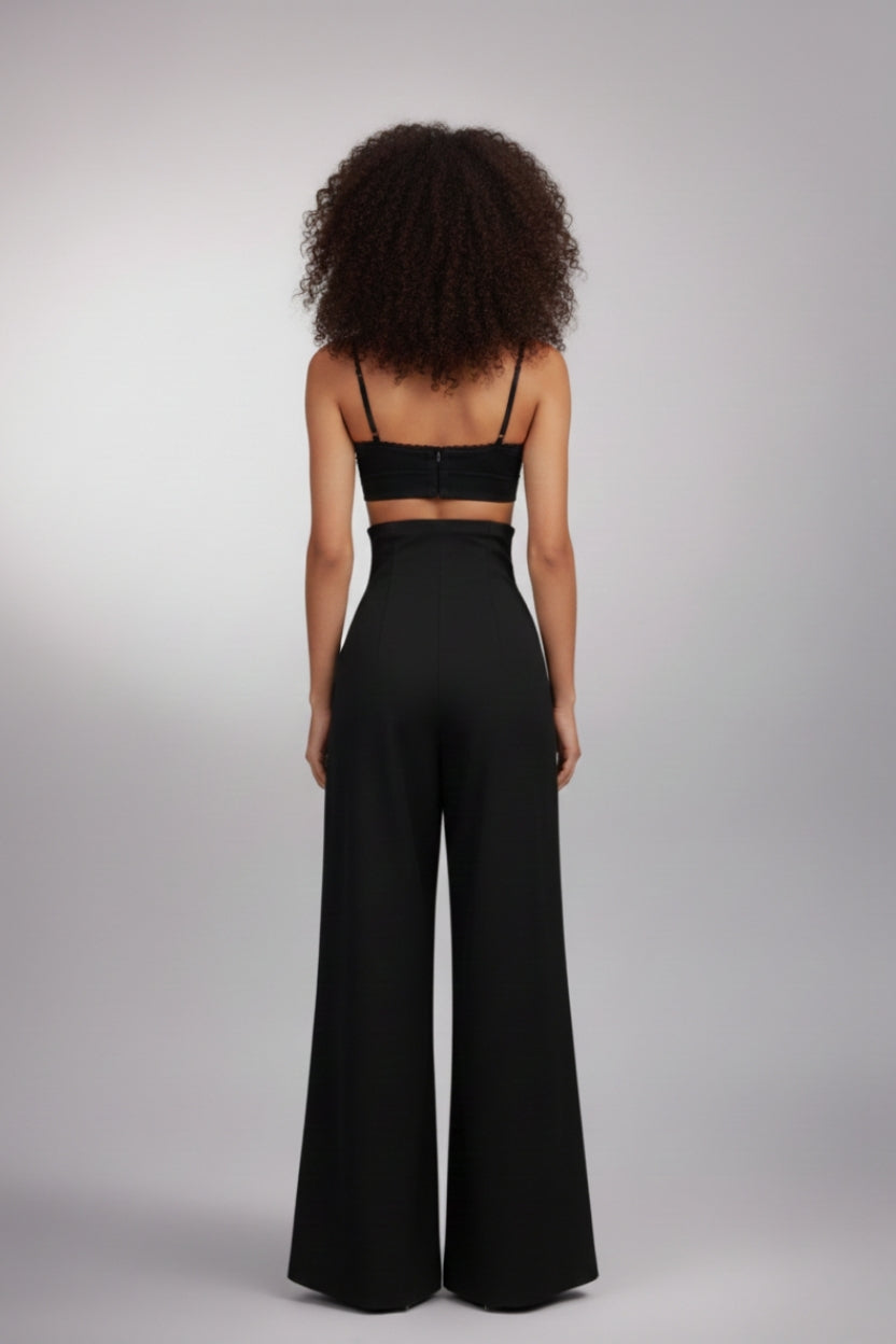AURA High-Waist Wide Leg Pants – Black
