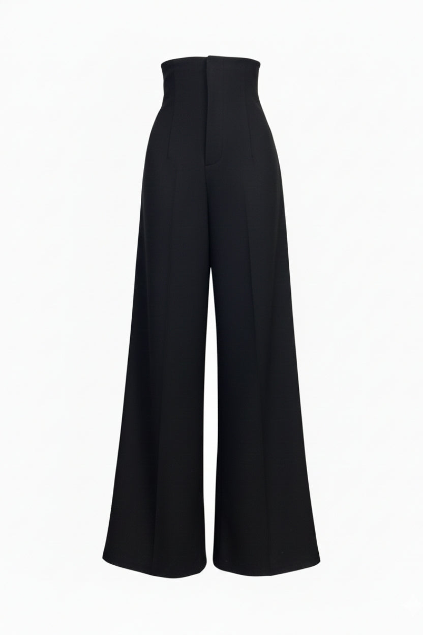 AURA High-Waist Wide Leg Pants – Black