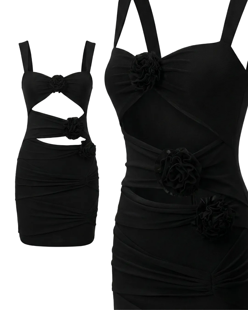 Rosa Cut-Out Mini Dress – Black