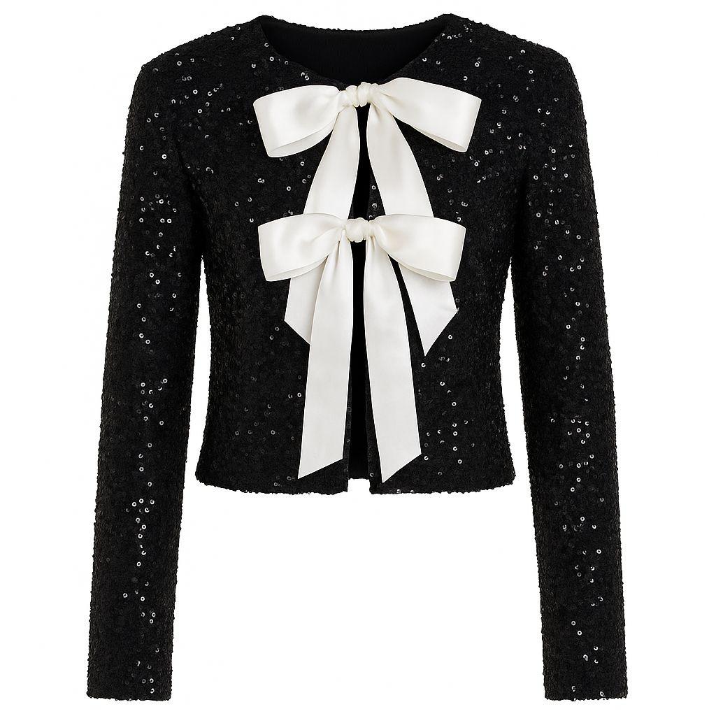 Noir Bow Sequin Two-Piece Set