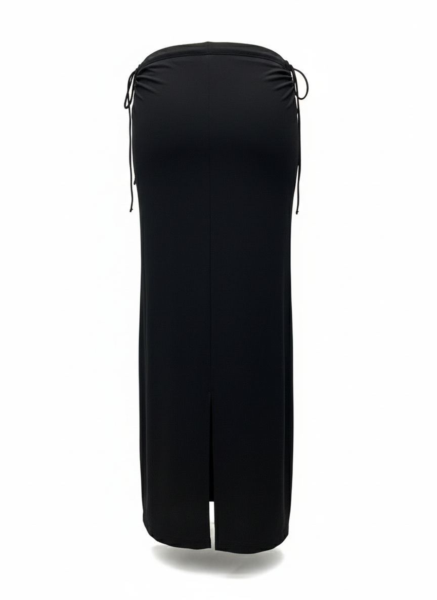 Luna Adjustable Side-Tie Slit Skirt – Black