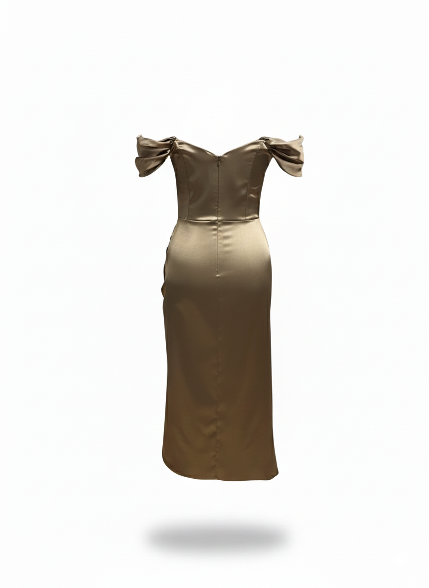 Aurelia Draped Corset Dress – Bronze