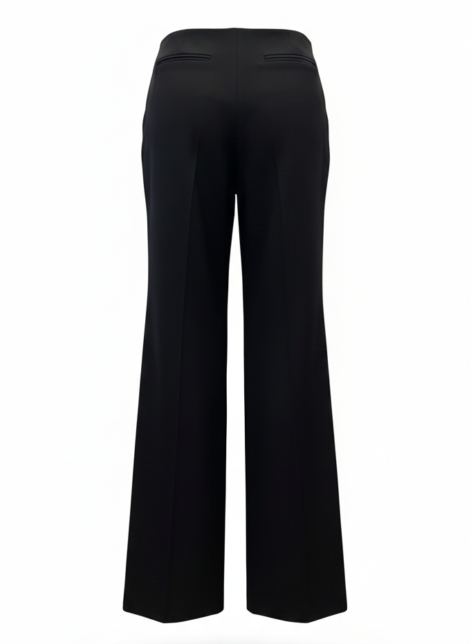 LUNA Cape-Overlay Wide Leg Pants – Black