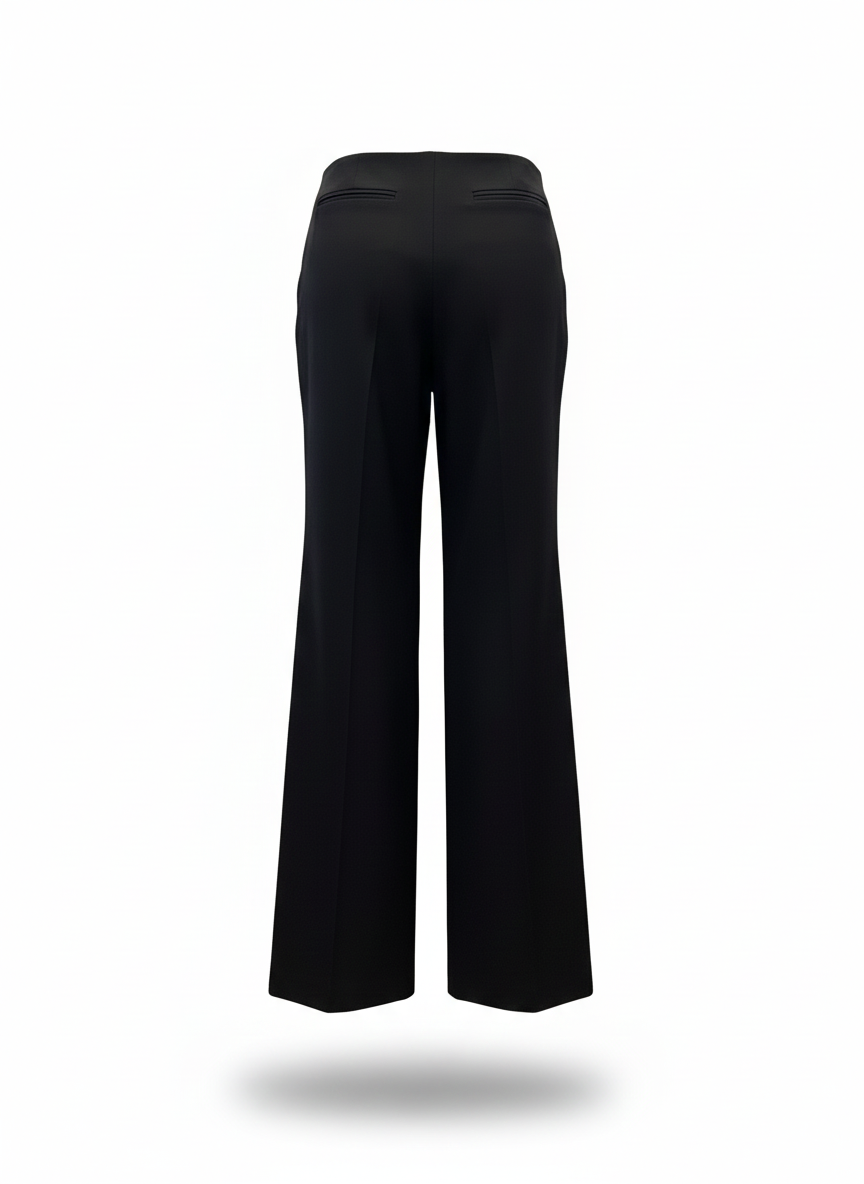 LUNA Cape-Overlay Wide Leg Pants – Black