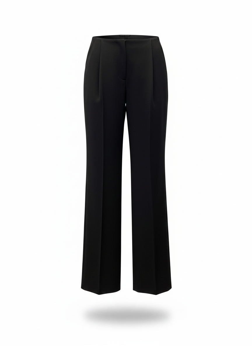 LUNA Cape-Overlay Wide Leg Pants – Black