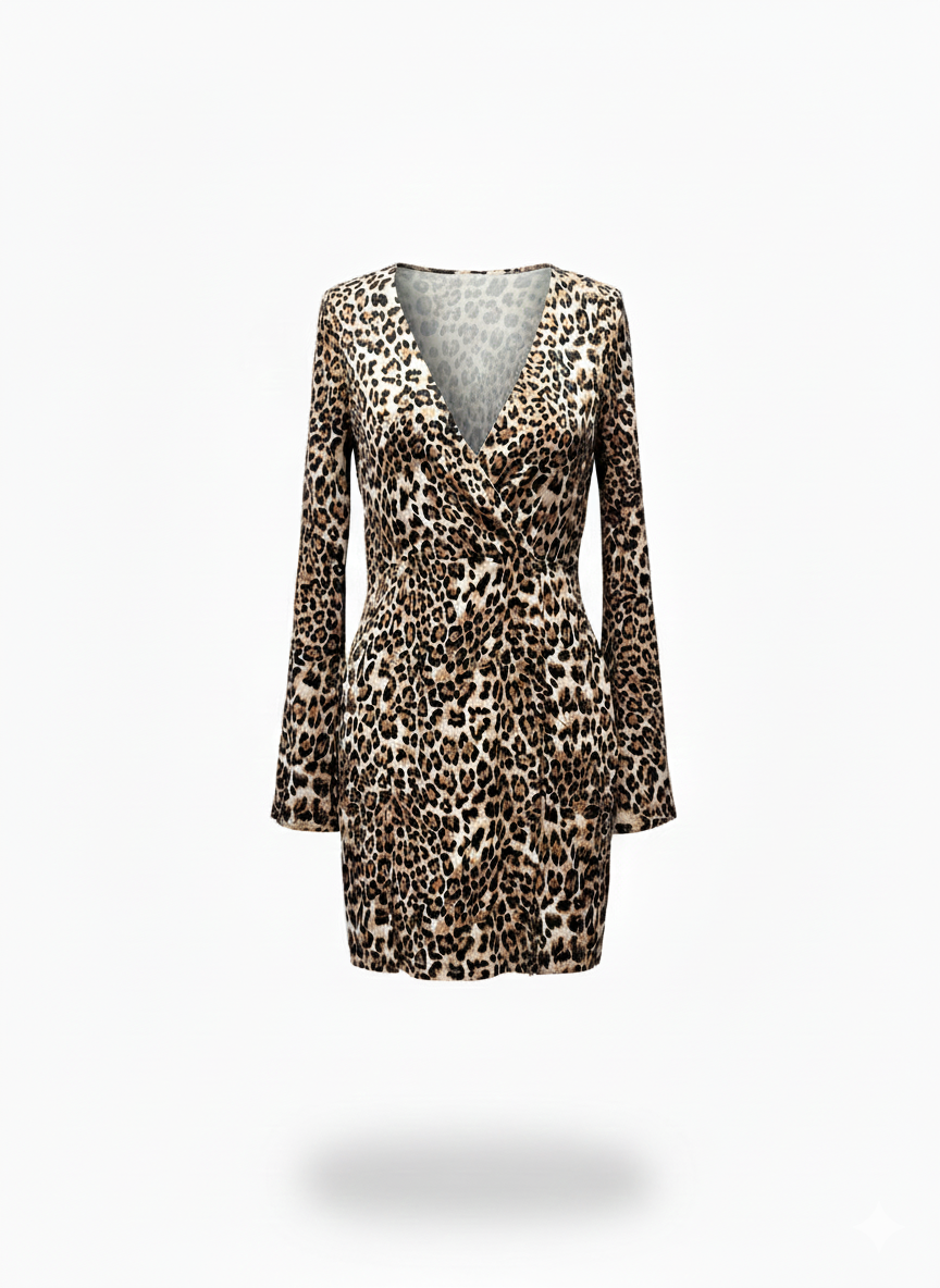 Savana Leopard Wrap Mini Dress