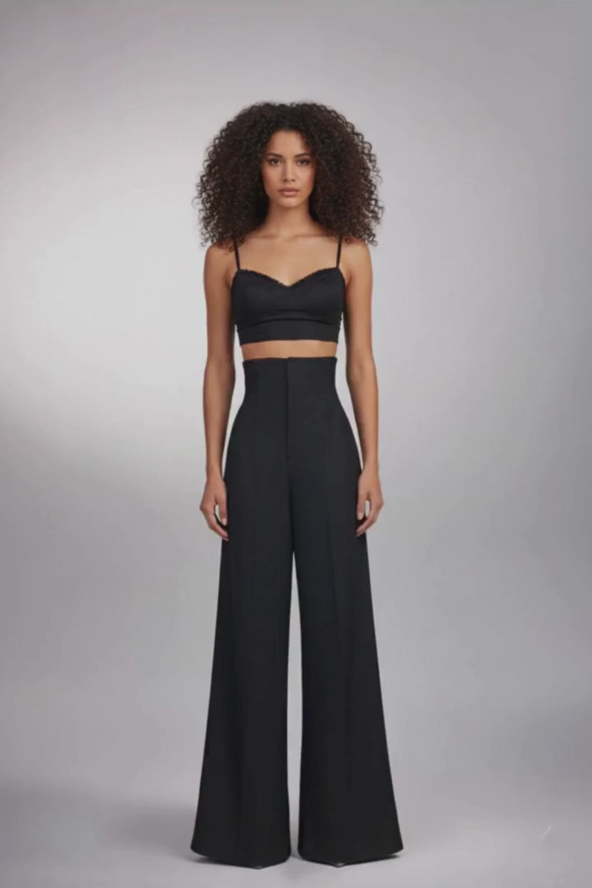 AURA High-Waist Wide Leg Pants – Black