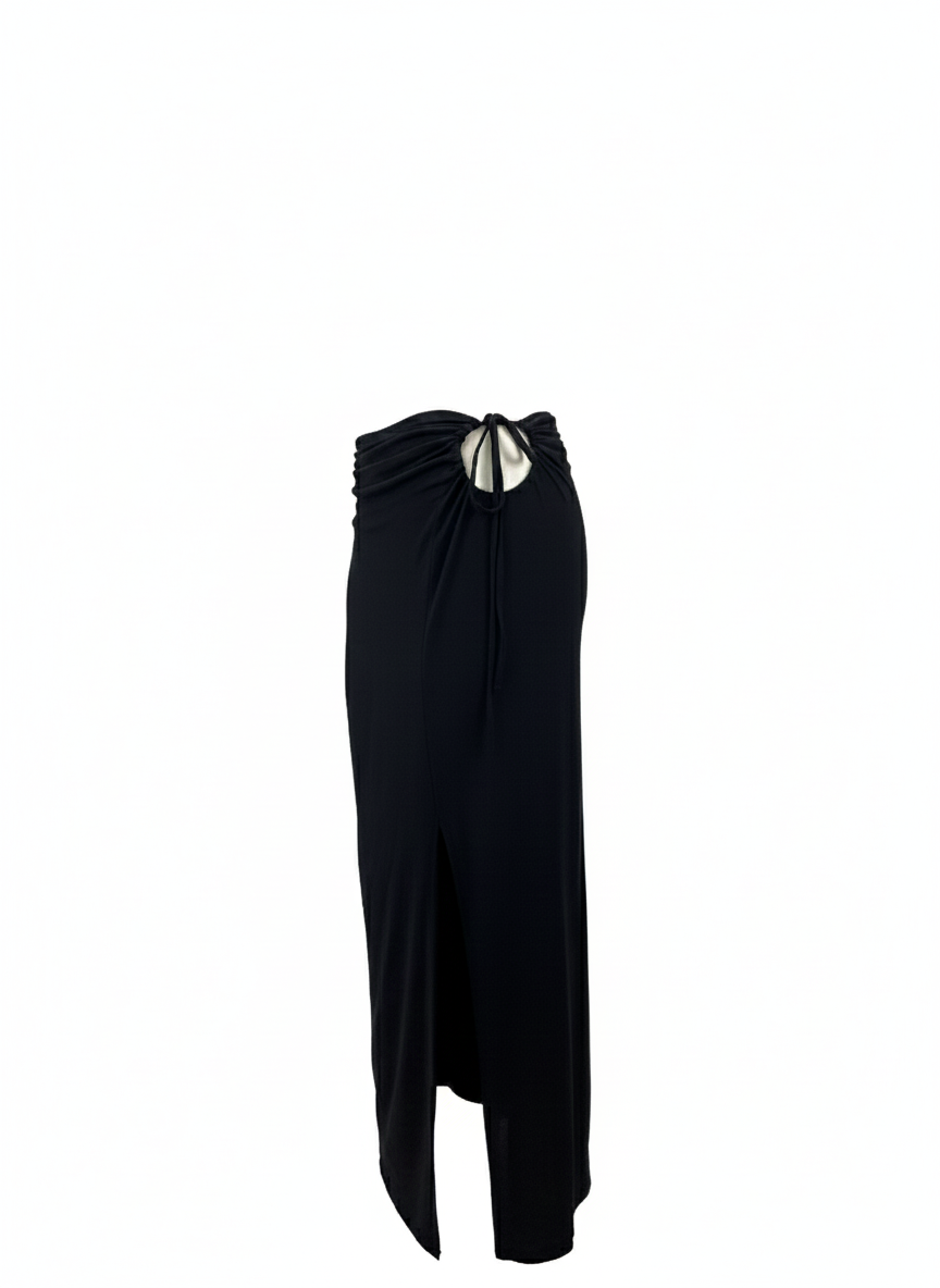 Luna Adjustable Side-Tie Slit Skirt – Black
